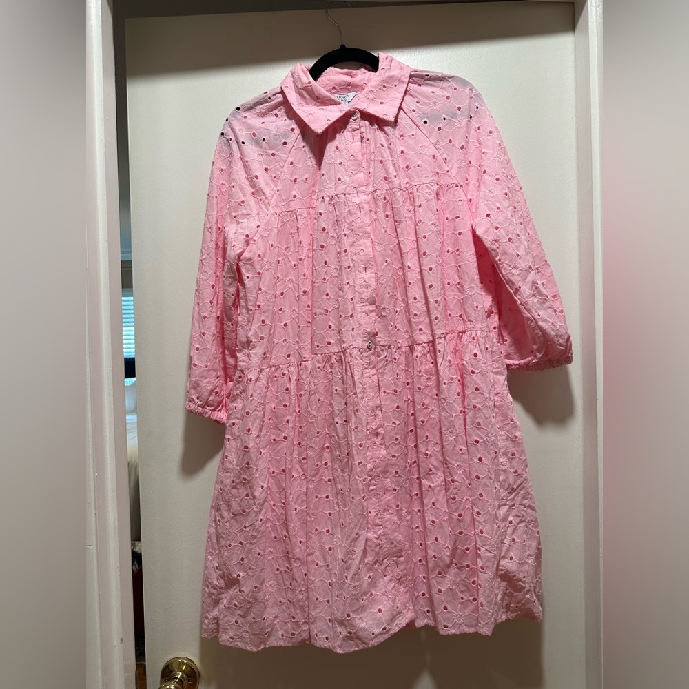 Size M Crown & Ivy Pink Eyelet Dress NWT